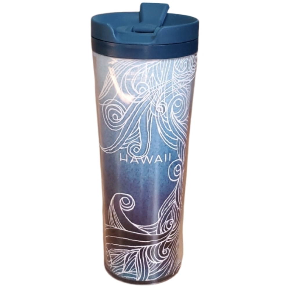 Starbucks Hawaii Insulated 16oz Illustrated Blue Waves Travel Tumbler‎